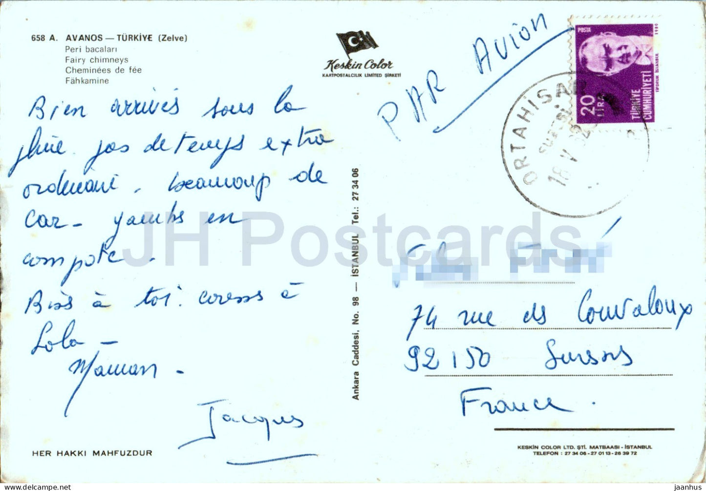 Avanos - Fairy Chimneys - 658 - 1982 - Turkey - used