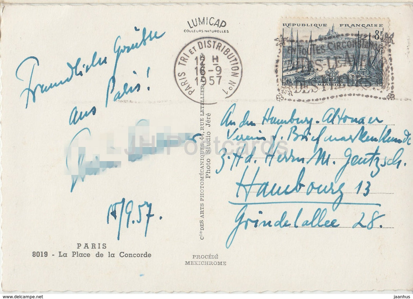 Paris - La Place de La Concorde - fontaine - 8019 - France - 1957 - occasion