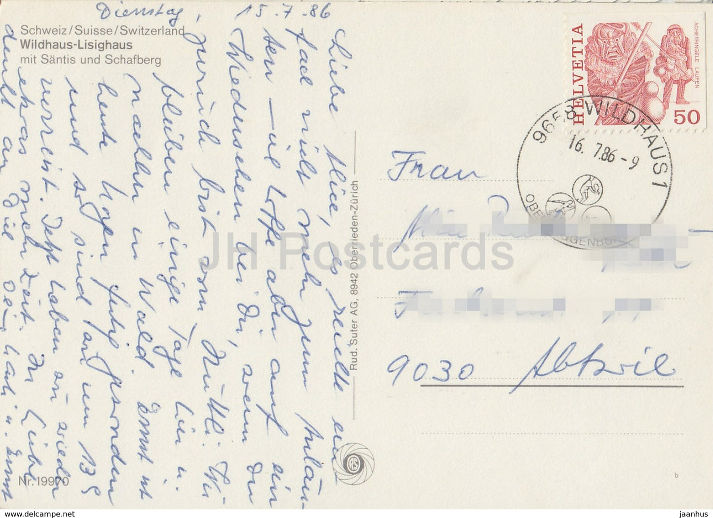 Wildhaus - Lisighaus mit Santis und Schafberg - 538 - 1986 - Switzerland - used