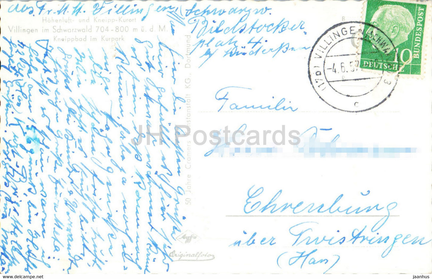 Villingen im Schwarzwald - Kneippbad im Kurpark - old postcard - 1957 - Germany - used