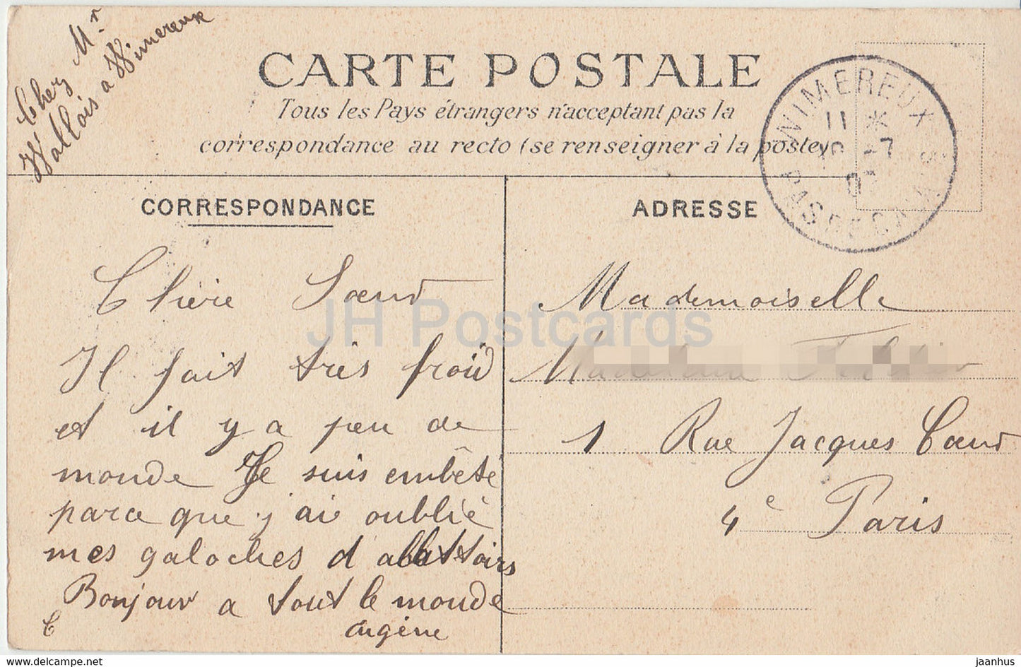 Wimereux - La Plage a maree basse - 26 - alte Postkarte - 1907 - Frankreich - gebraucht