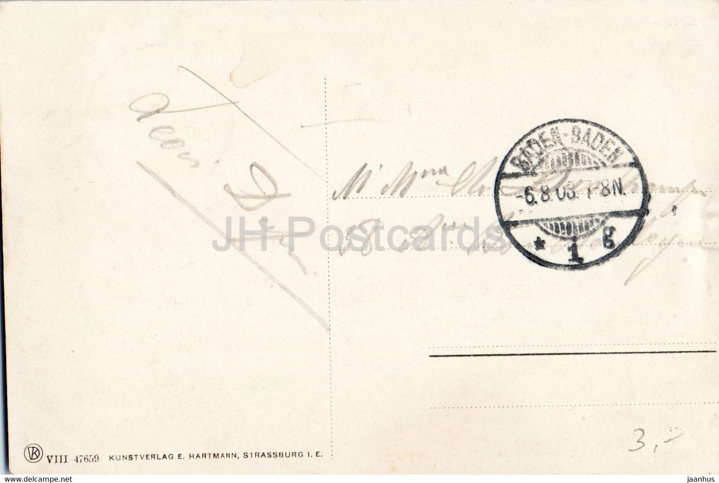 Baden Baden - Blick gegen Lichtental - alte Postkarte - 1908 - Deutschland - gebraucht