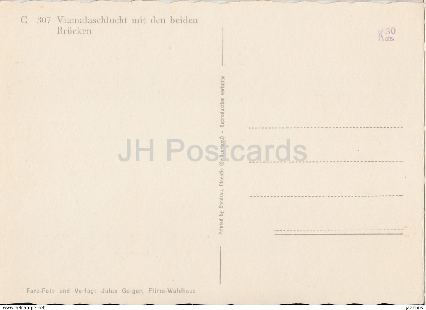 Viamalaschlucht mit den Beiden Brucken - 307 - Switzerland - unused