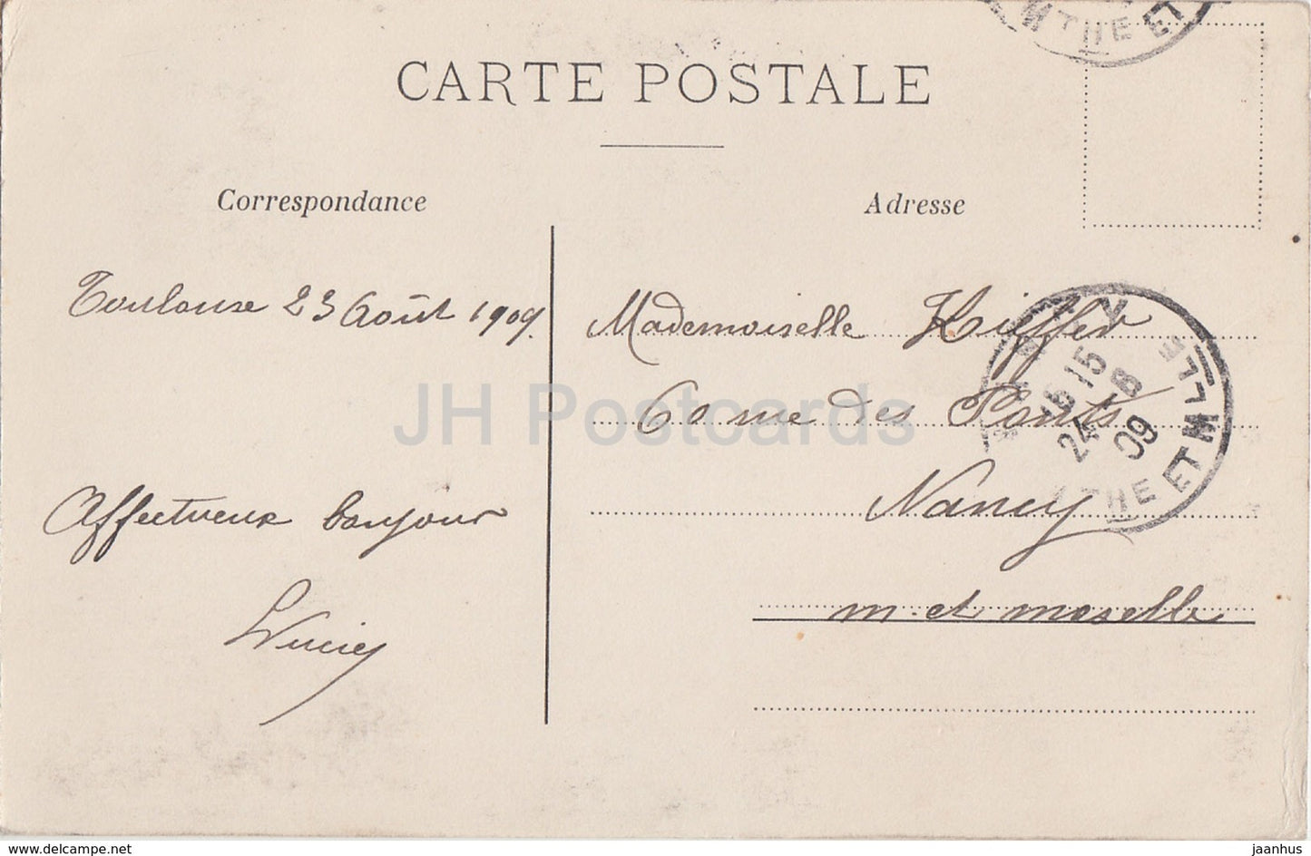 Toulouse - Porte de l'hotel de Pierre - Hotel - 52 - 1909 - alte Postkarte - Frankreich - gebraucht