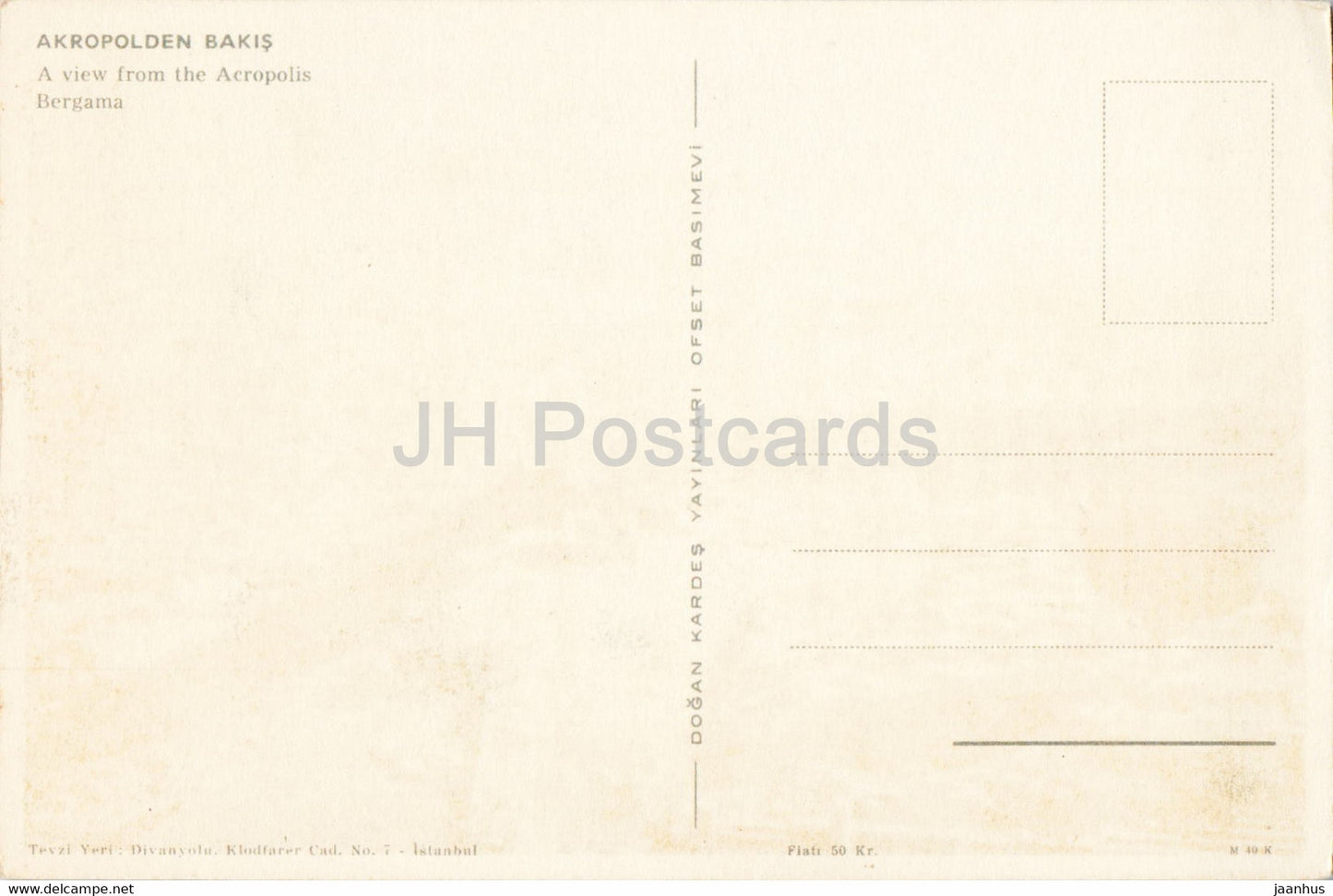 Une vue de l'Acropole - Bergama - monde antique - carte postale ancienne - Turquie - inutilisée