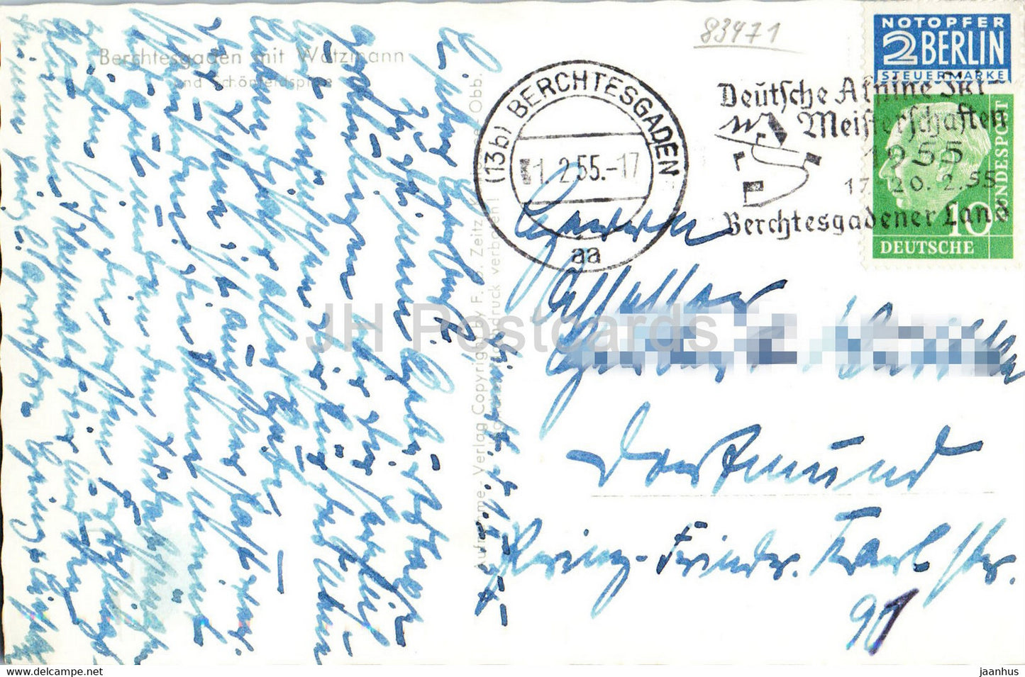 Berchtesgaden mit Watzmann - old postcard - 1955 - Germany - used