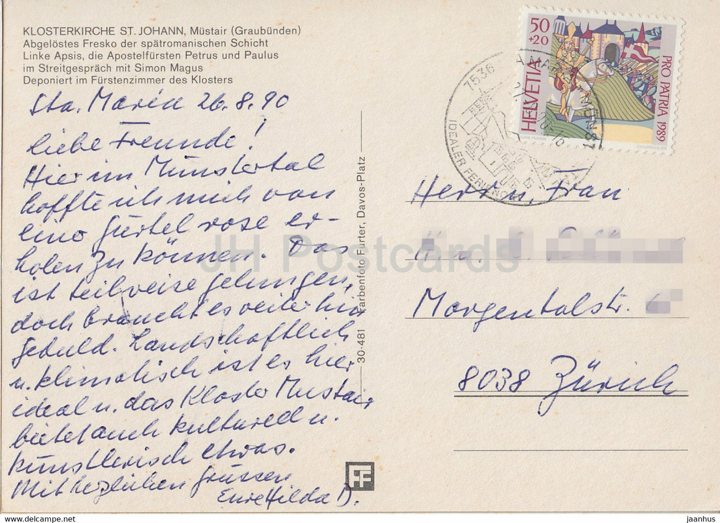 Klosterkirche St Johann - Mustair - Abgelostes Fresko - 1990 - Suisse - occasion