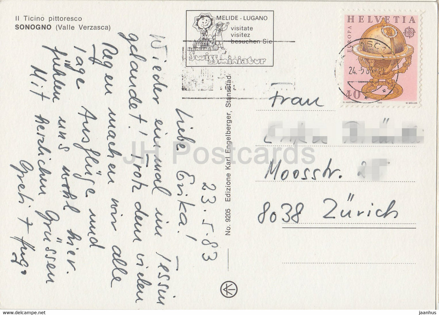 Il Ticino Pittoresco - Sonogno - Valle Verzasca - old woman - 9205 - 1983 - Switzerland - used