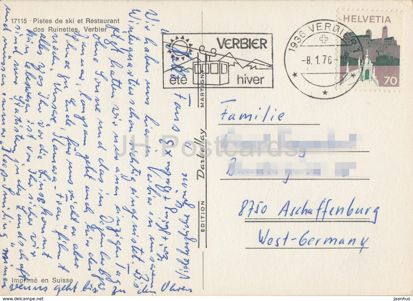 Pistes de Ski et Restaurant des Ruinettes - Verbier - station de ski - 1976 - Suisse - occasion