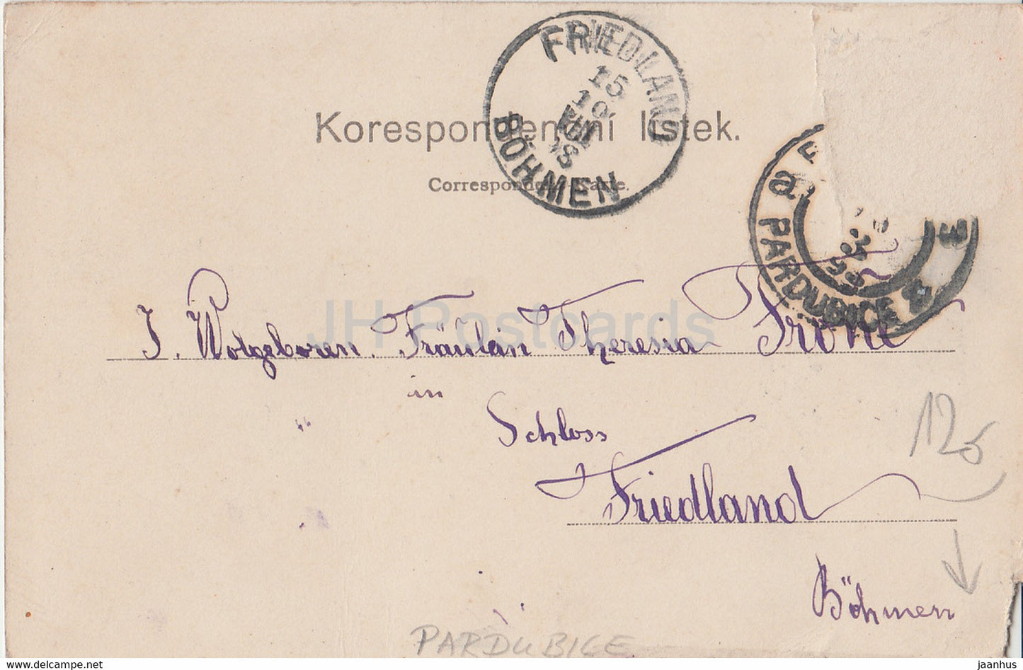 Pzdrav z Pardubic - Pardubice - hunt - horse - dog - - 1898 -old postcard - Czech Republic - used