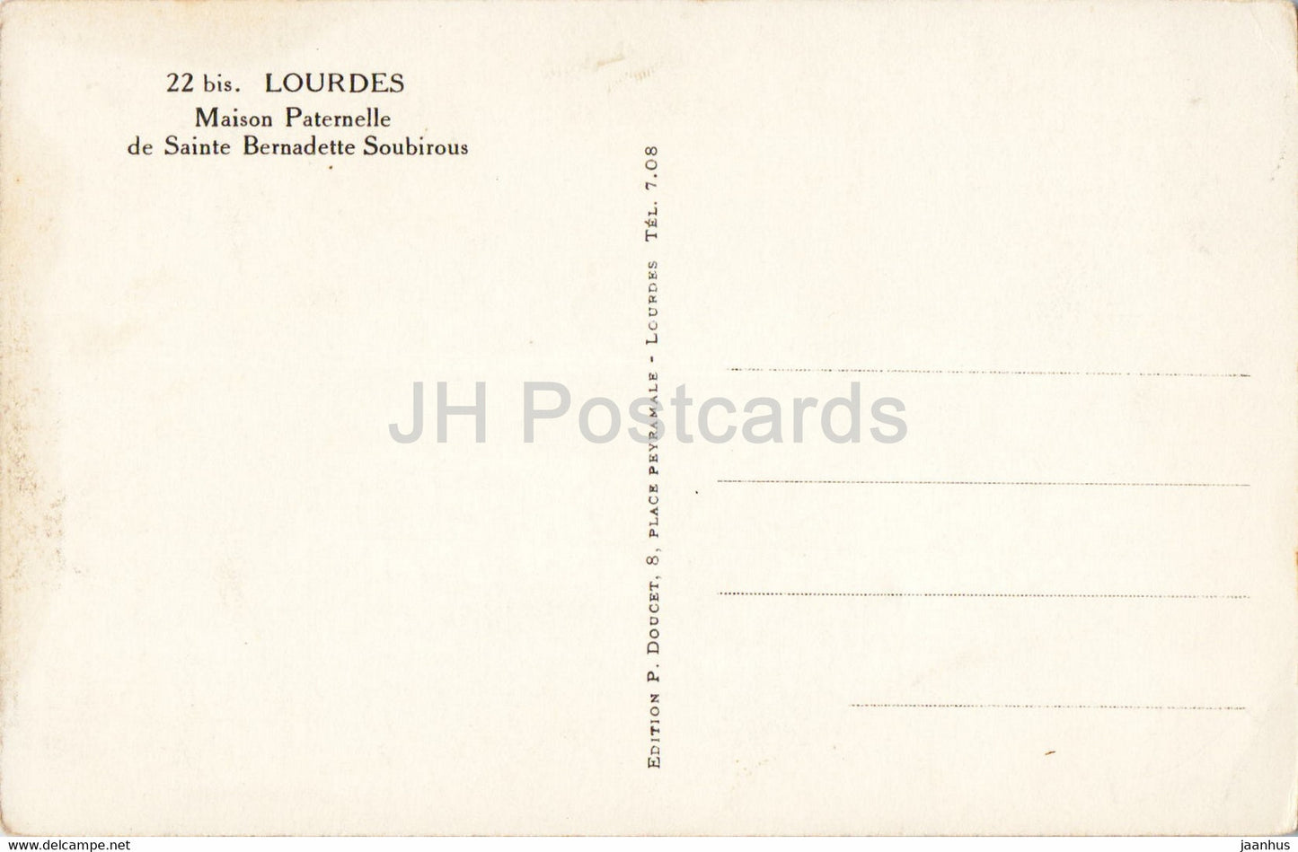 Lourdes - Maison Paternelle de Sainte Bernadette Soubirous - 22 - carte postale ancienne - France - inutilisée