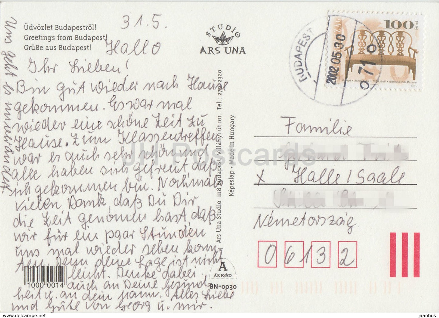 Grüße aus Budapest - Budaer Burg - Kettenbrücke - Königspalast - Opernhaus - Architektur - 2002 - Ungarn - gebraucht