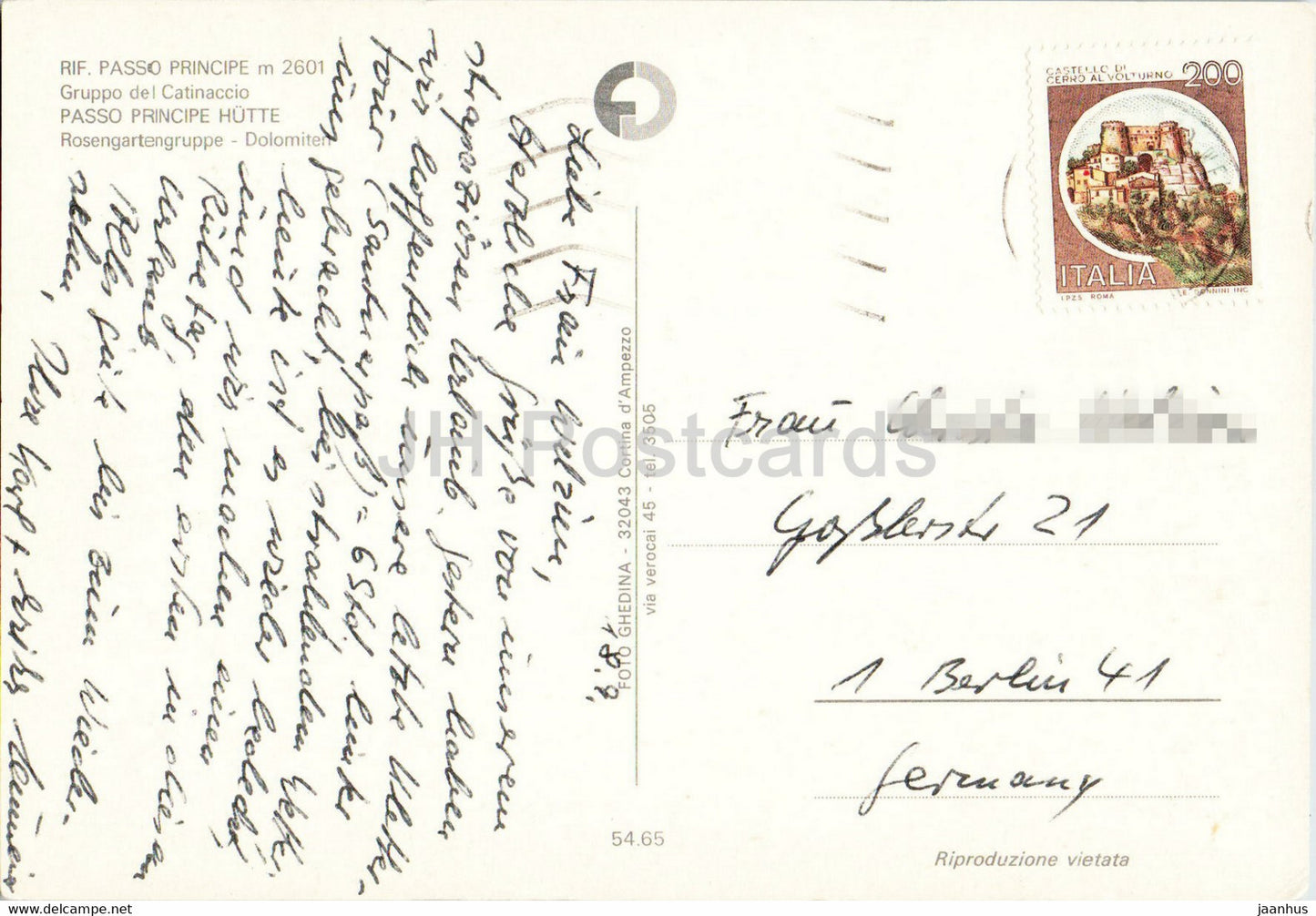 Rif Passo Principe - Gruppo del Catinaccio - Passo Principe Hutte - Rosengartengruppe - Italy - used