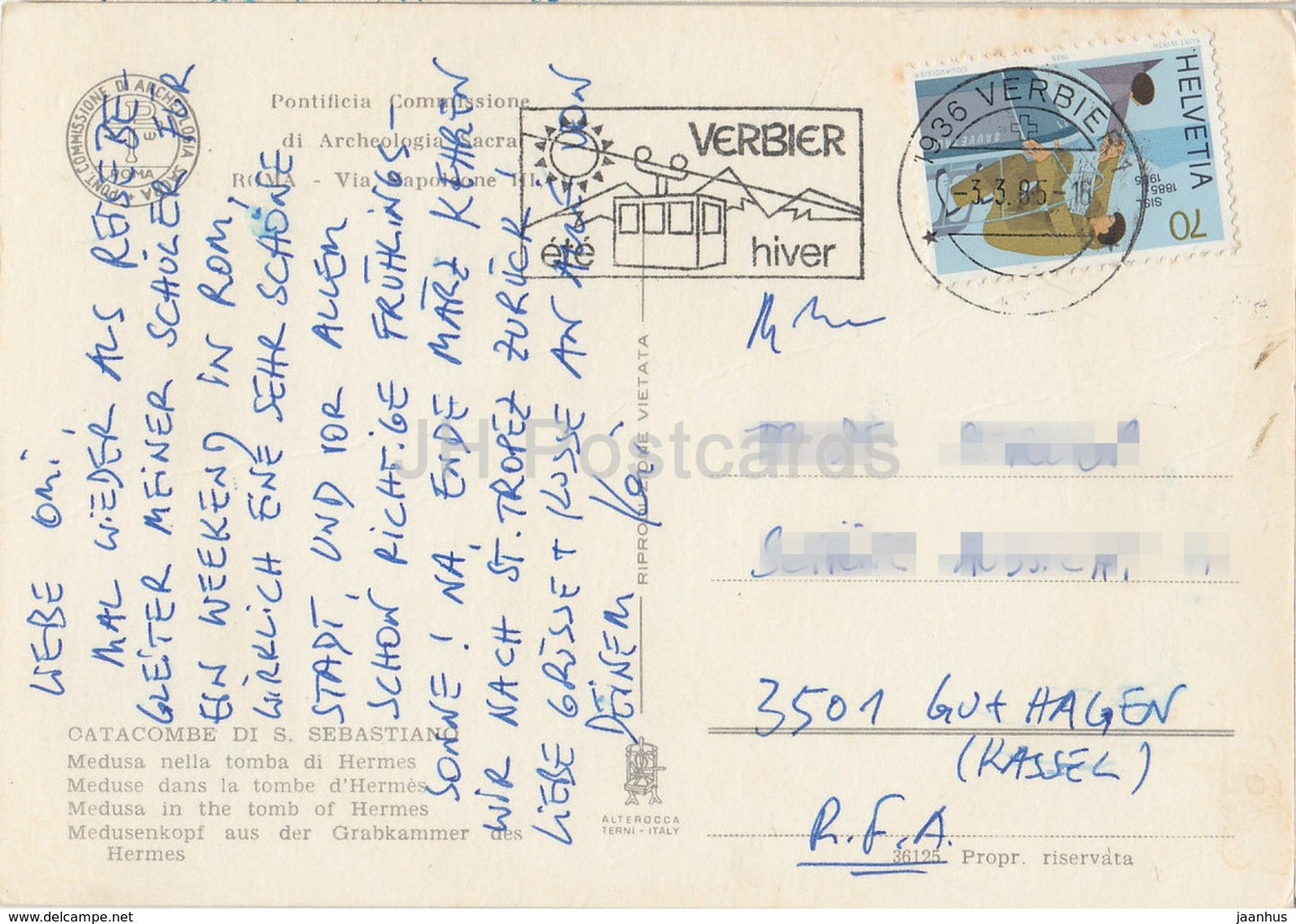 Roma - Catacombe di S. Sebastiano - Medusa nella tomba di Hermes - Medusa in the tomb of Hermes - Italy - 1985 - used