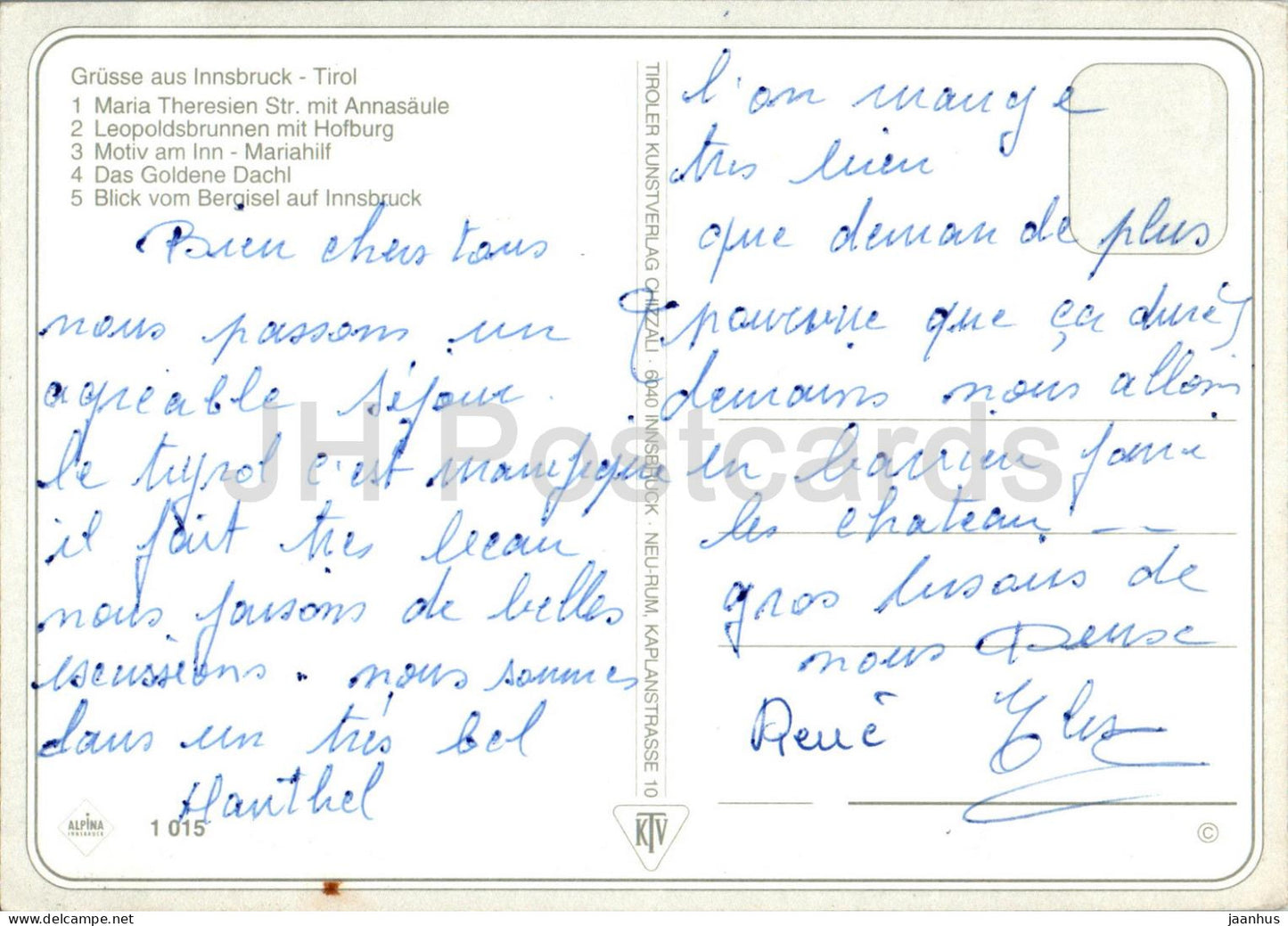 Grusse aus Innsbruck - Maria Theresien Str - Leopoldsbrunnen - Goldene Dachl - multiview - 1015 - Autriche - utilisé