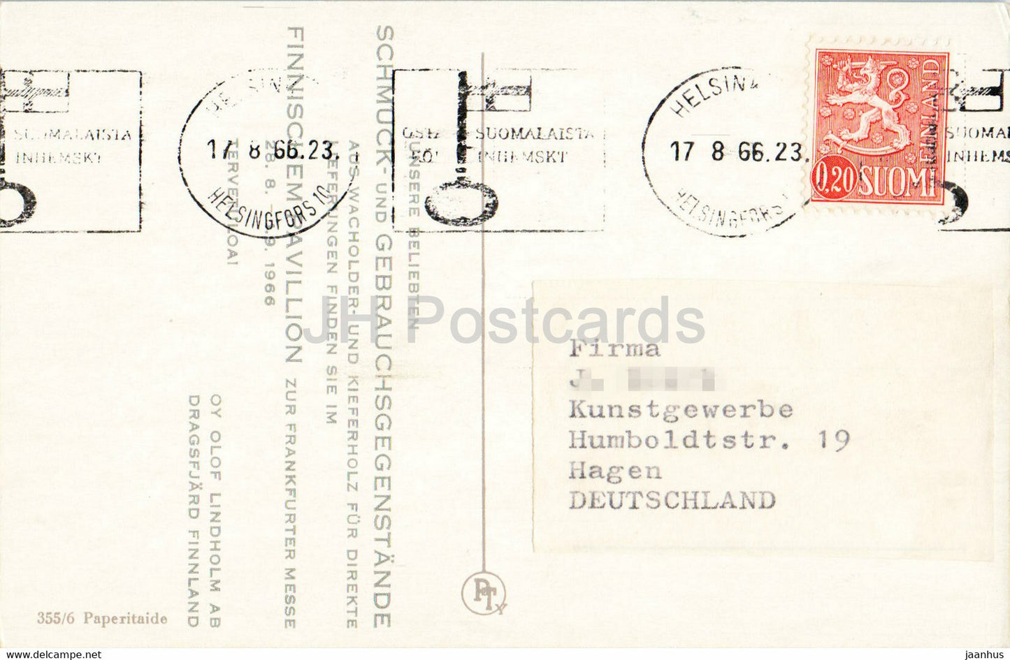 Schmuck und Gebrauchsgegenstande - Frankfurter Messe 1966 - 1966 - Finland - used