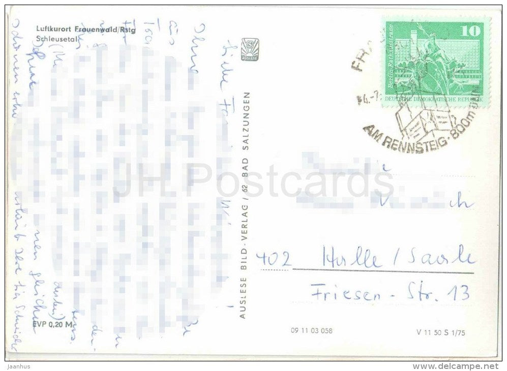 Luftkurort Frauenwald - Schleusetal - Germany - 1976 gelaufen - JH Postcards