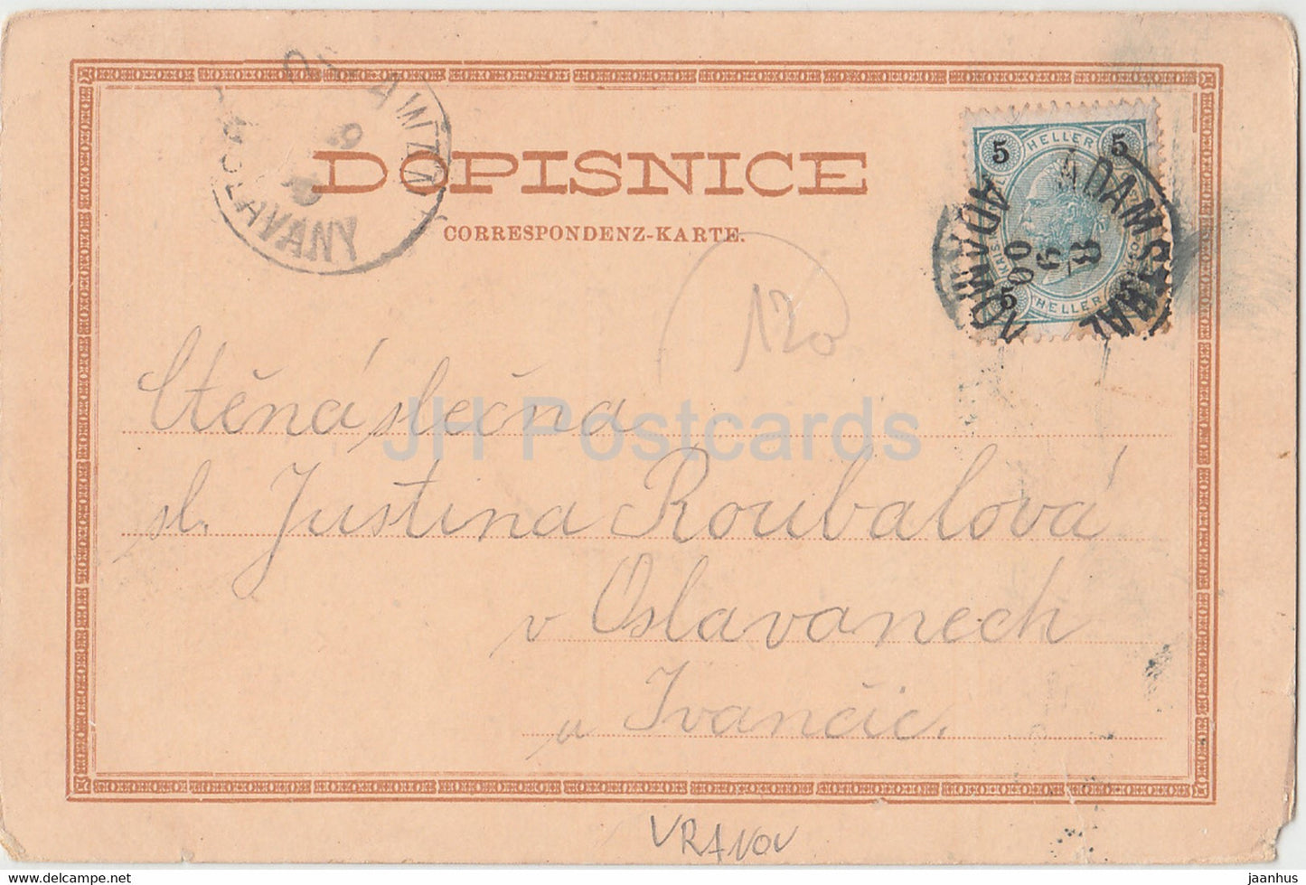 Pozdrav z Vranova - Vranov - alte Postkarte - 1900 - Tschechische Republik - gebraucht