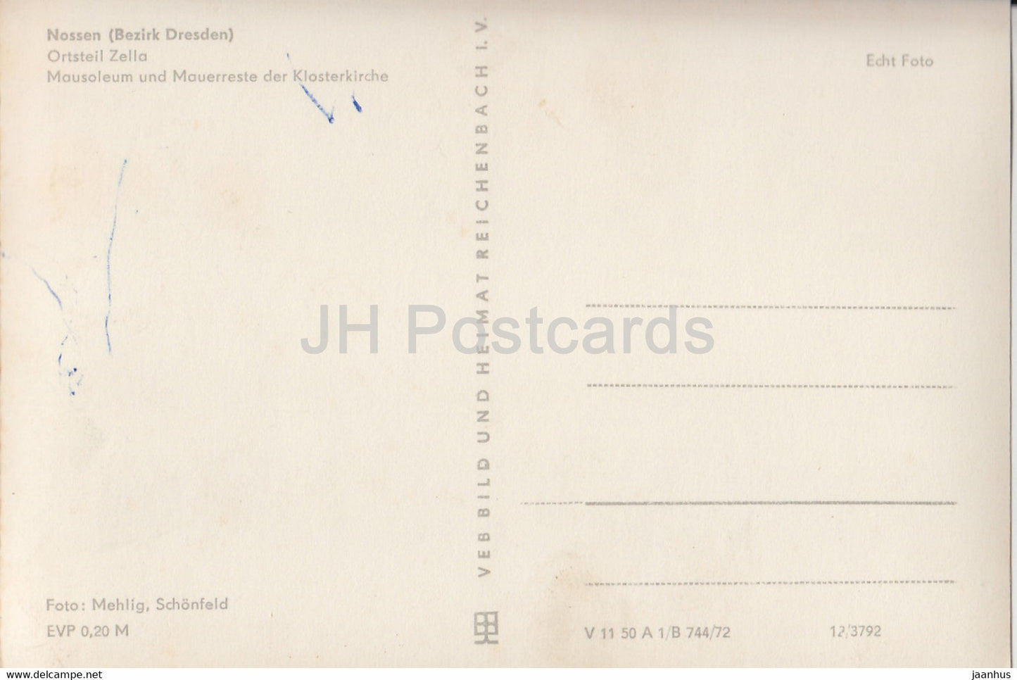 Nossen - Bezirk Dresden - Ortsteil Zella - Mausoleum und Mauerreste der Klosterkirche - Germany DDR - unused