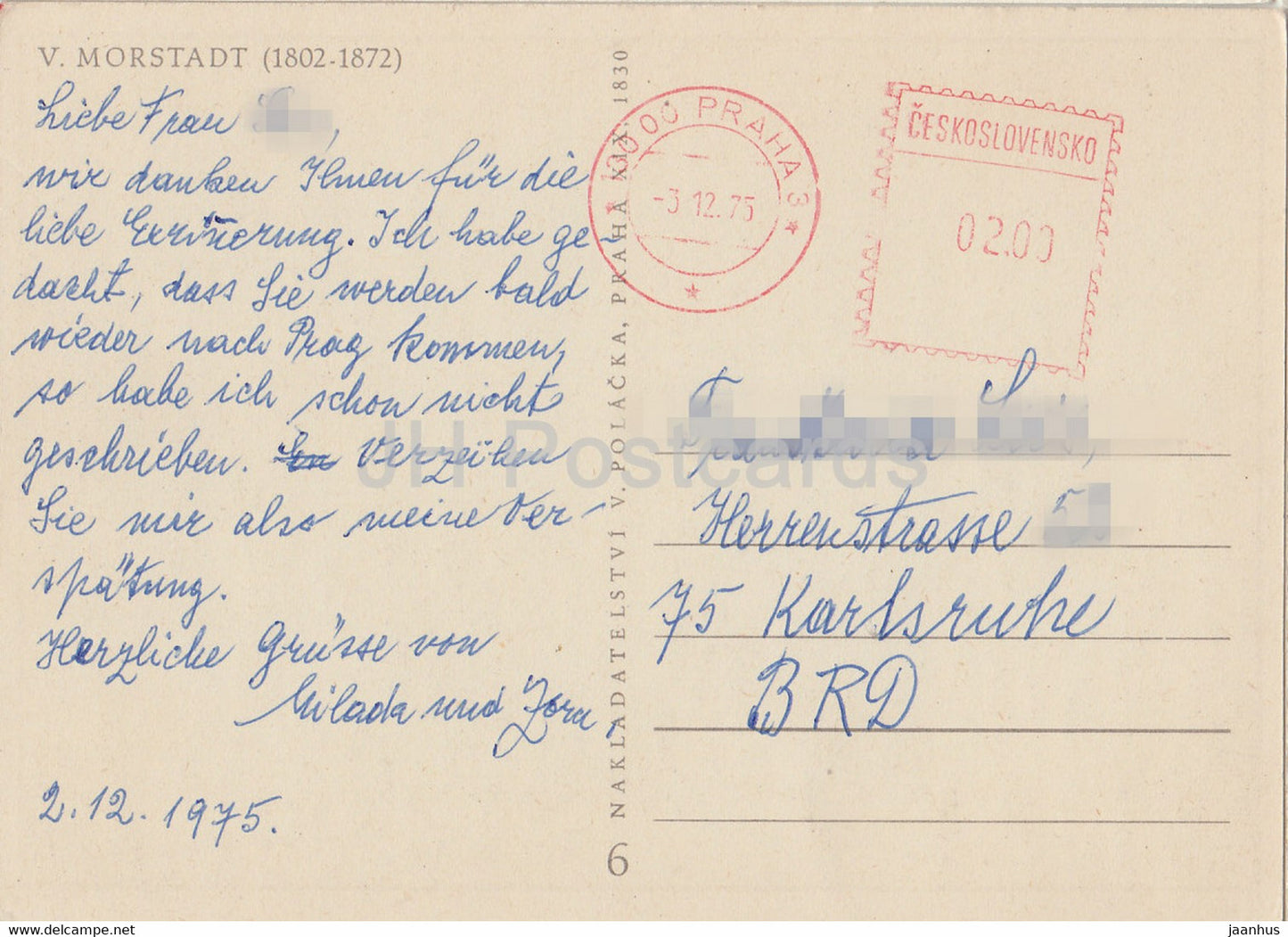 Praha - Prague - illustration by V. Morstadt - 1975 - Czechoslovakia - Czech Republic - used