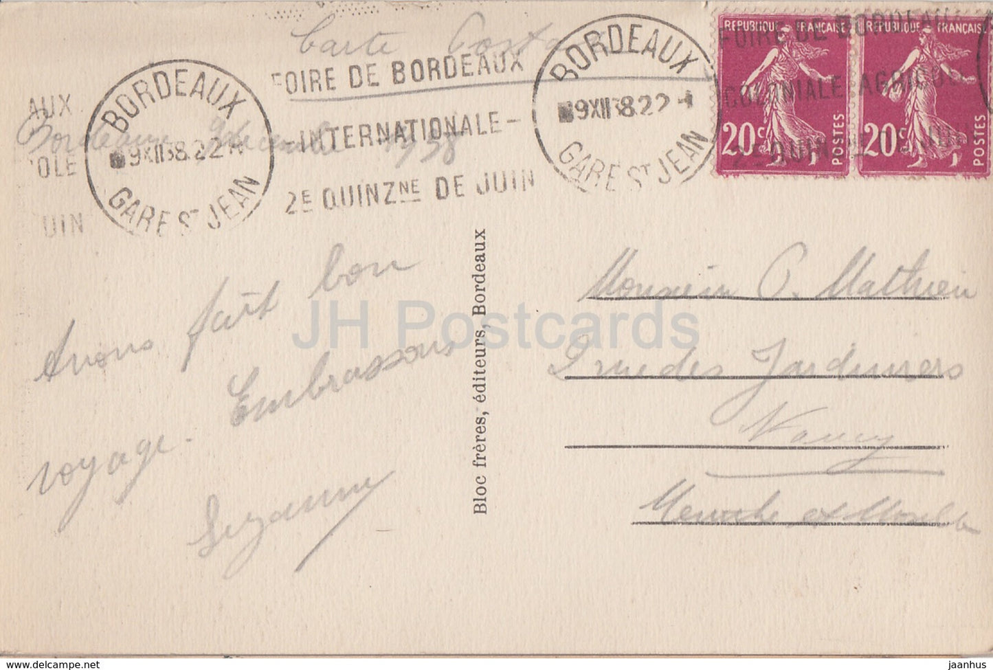 Bordeaux - La Tour Pey Berland - 24 - old postcard - 1922 - France - used