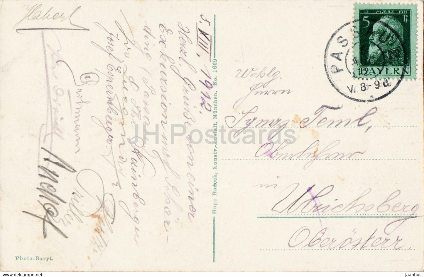 Panorama von Passau - 1669 - old postcard - 1912 - Germany - used