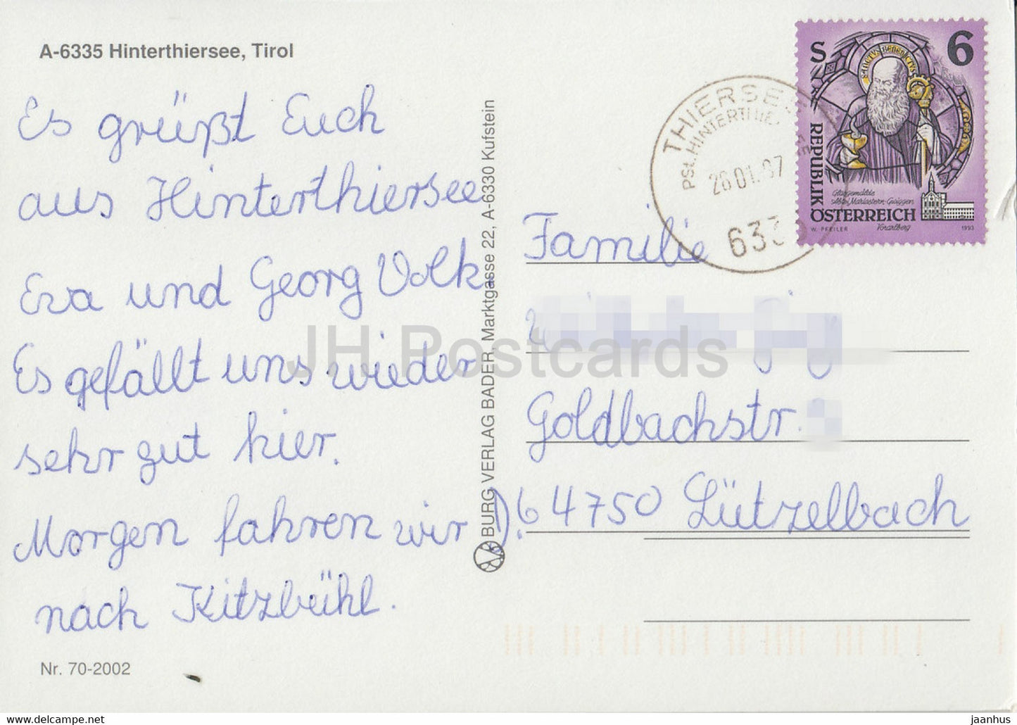 Hinterthiersee - Tirol - 6335 - multiview - 1997 - Autriche - d'occasion