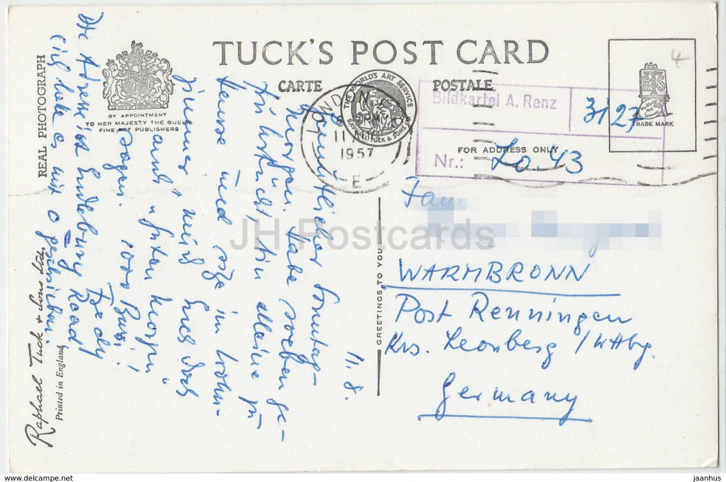 London - Houses of Parliament and Lambeth Bridge - L 110 - 1957 - United Kingdom - England - used