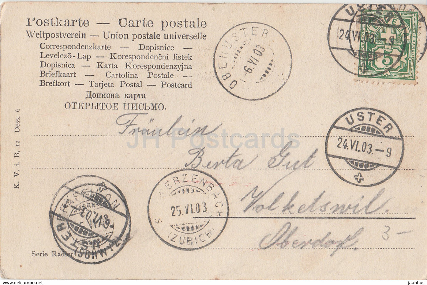 Und bei der Ruckfahrt kommt erst - couple - femme et homme - vélo - KV i B - carte postale ancienne - 1903 - Allemagne - utilisé