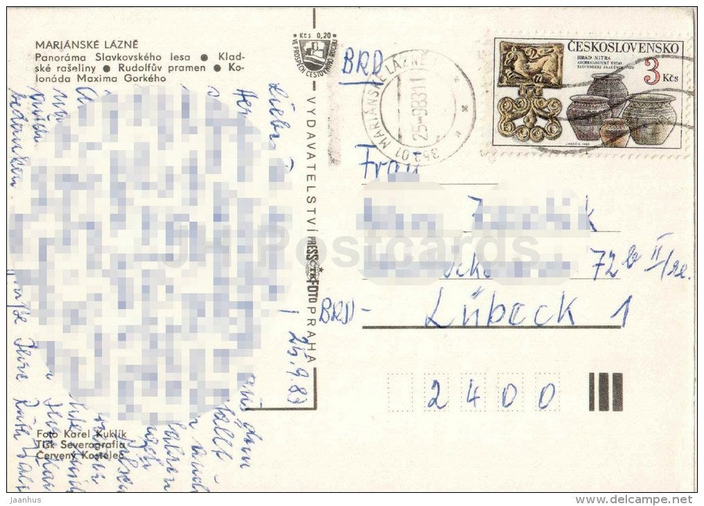panorama Slavkov Forest - Kladska peat - spa - Marianske Lazne - Marienbad - Czechoslovakia - Czech - used 1983 - JH Postcards