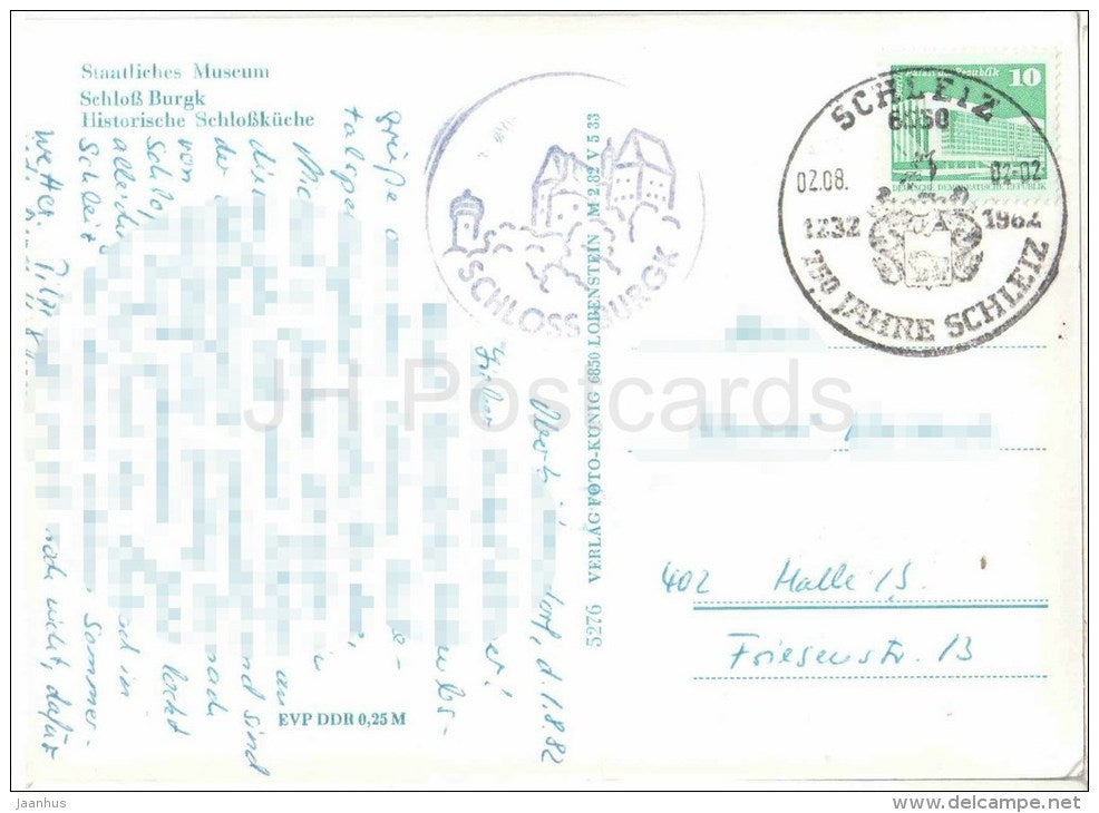 Staatliches Museum - Schloss Burgk , Historische Schlossküche - Germany - 1982 gelaufen - JH Postcards