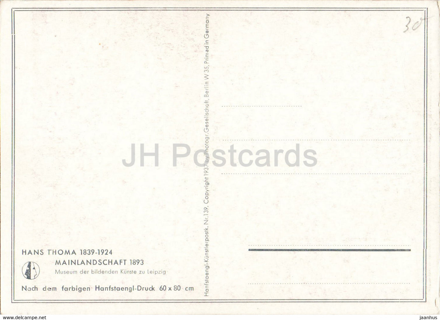 peinture de Hans Thoma - Mainlandschaft 1893 - Art allemand - Allemagne - inutilisé
