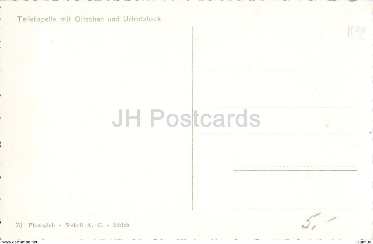 Tellskapelle mit Glitschen und Urirotstock - navire - 78 - carte postale ancienne - Suisse - inutilisé