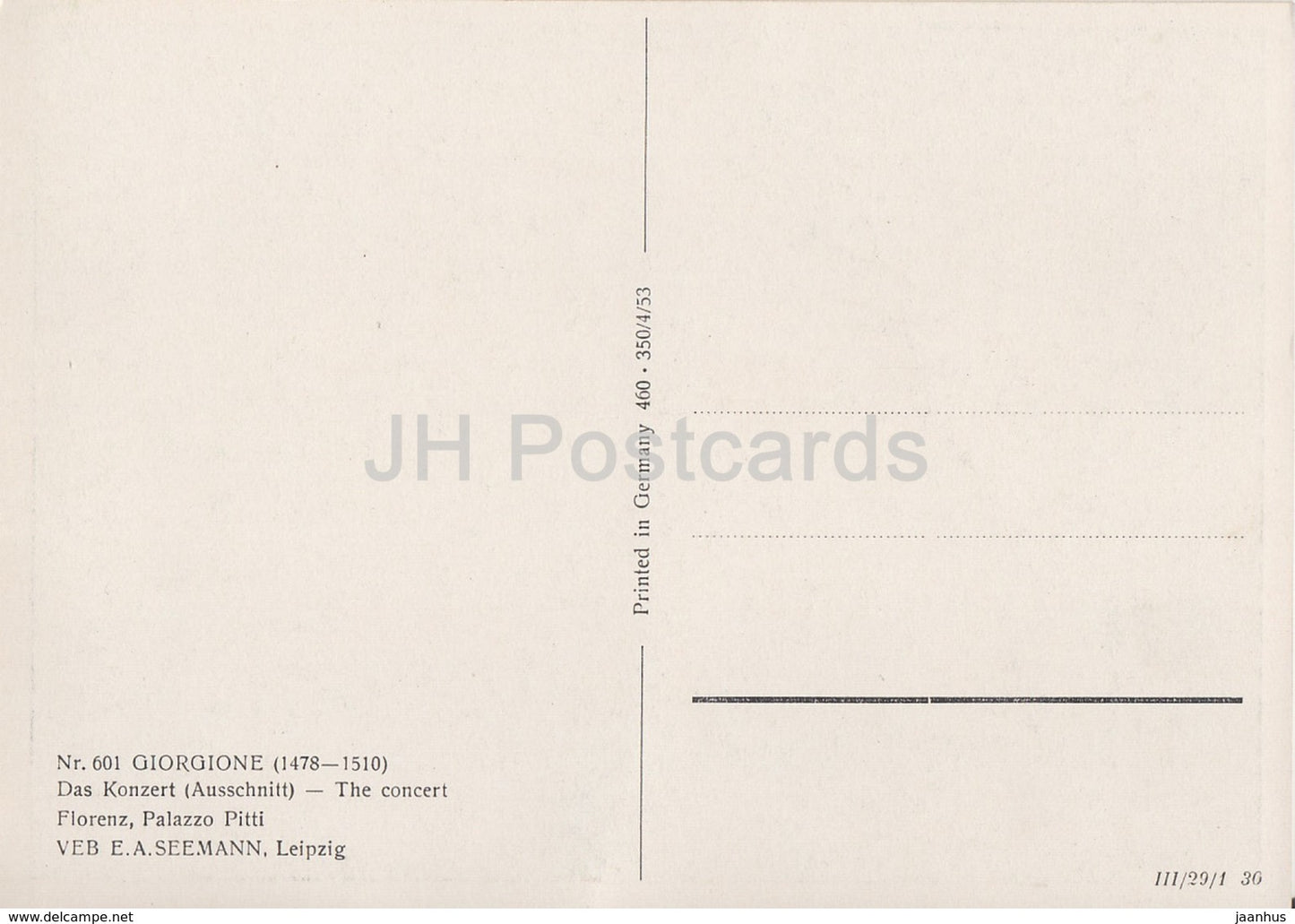 painting by Giorgione - The Concert , fragment - Italian art - Germany - unused