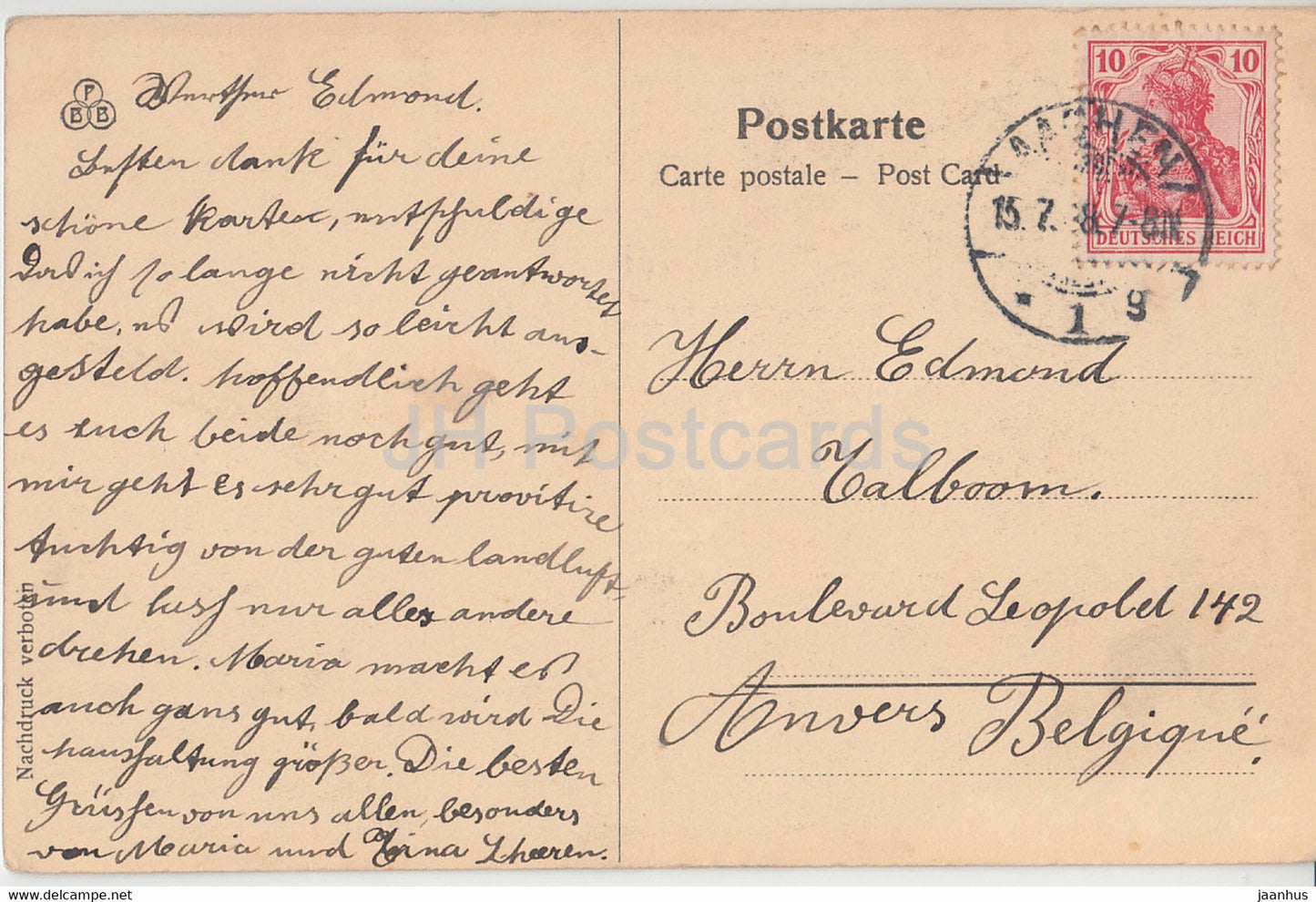Aachen - An der Jesuitenkirche - Gemalde v Hermann Killian - old postcard - Germany - used