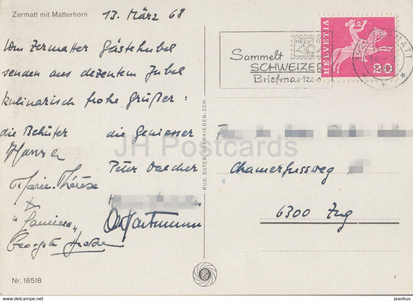 Zermatt mit Matterhorn - 1968 - 16518 - Switzerland - used