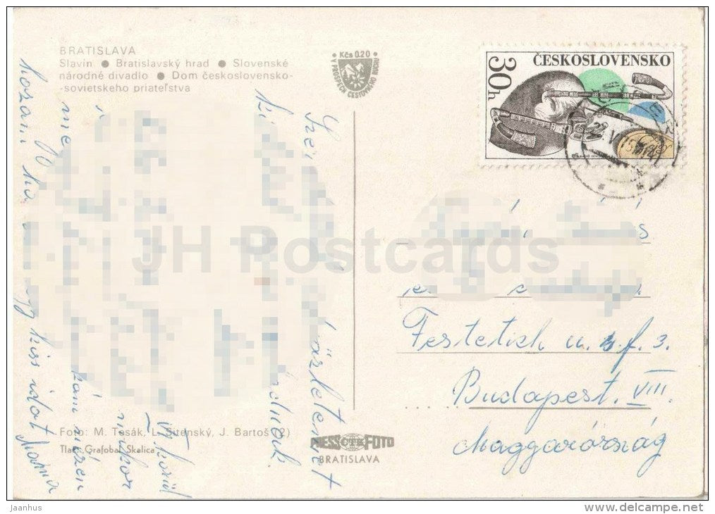 Bratislava - slavin - castle - National Theatre - Czechoslovakia - Slovakia - used 1974 - JH Postcards