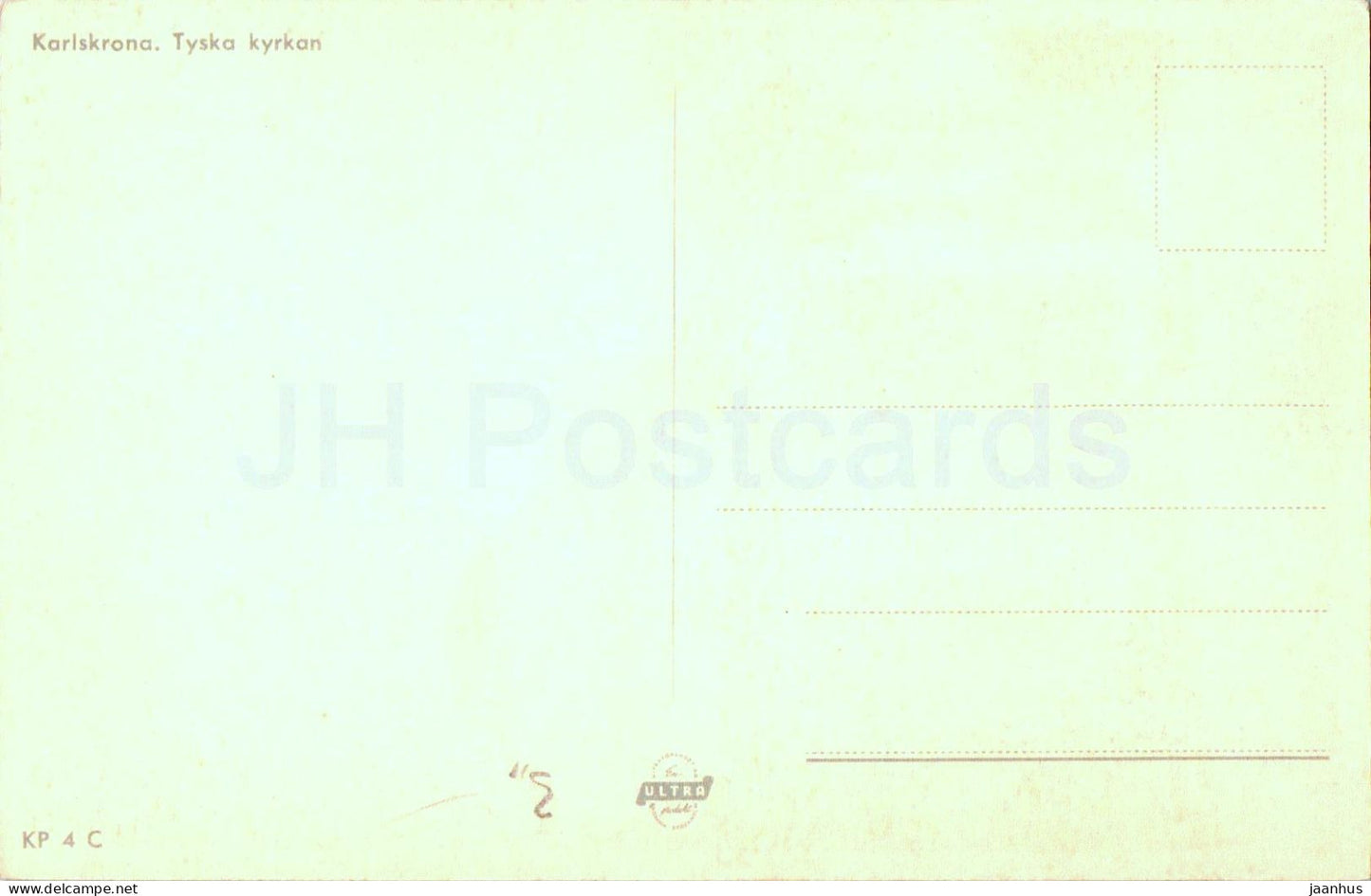 Karlskrona - Tyska kyrkan - église - KP 4 C - carte postale ancienne - Suède - inutilisée