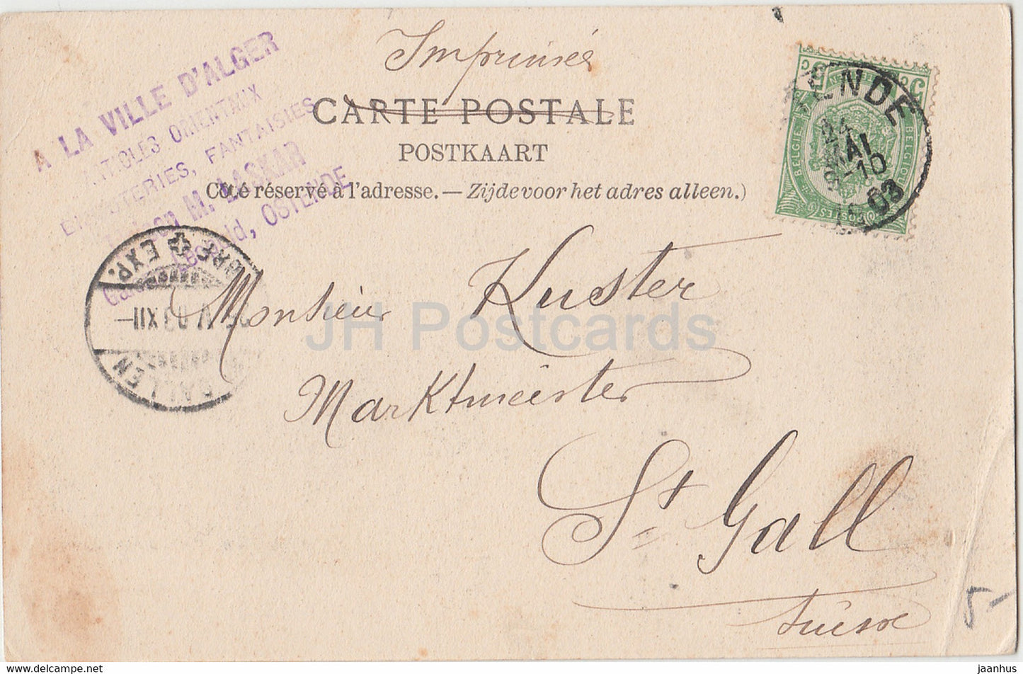 Bruxelles - Brussels - Le Boulevard Anspach vu de la Bourse - A La Ville D'Alger - old postcard - 1903 - Belgium - used