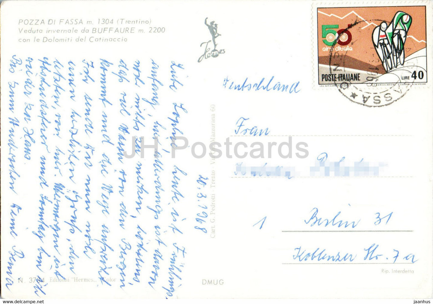 Pozza di Fassa - Veduta invernale da Buffaure - Dolomiti del Catnaccio - 1968 - Italy - used