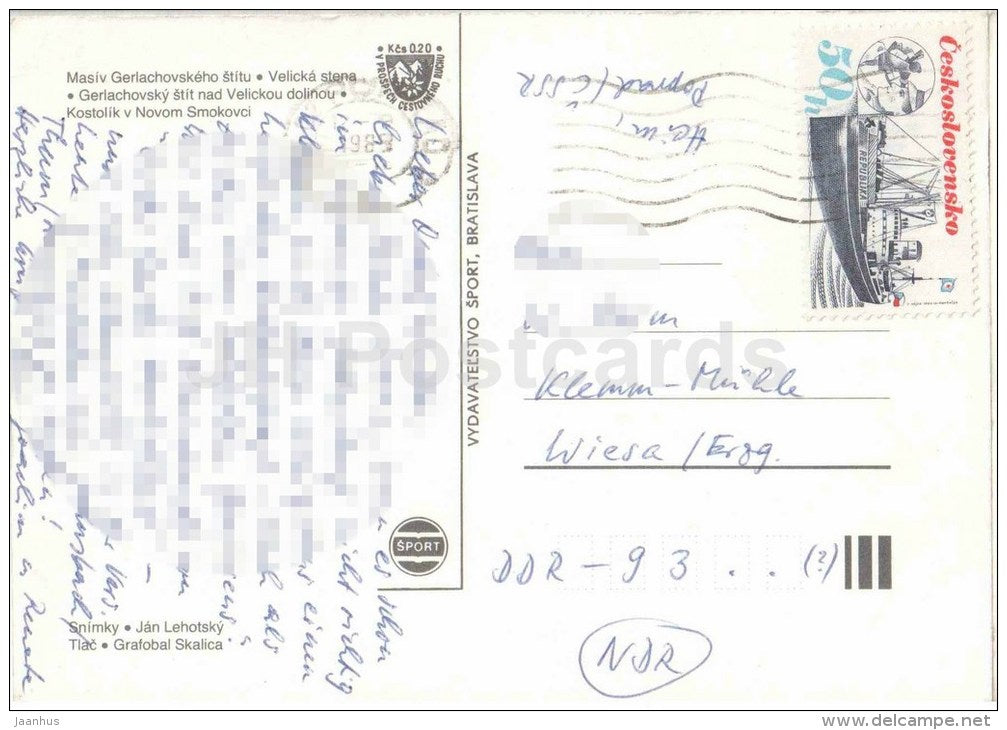 Gerlachovsky peak - Velicka wall - church - Vysoke Tatry - High Tatras - Czechoslovakia - Slovakia - used 1988 - JH Postcards