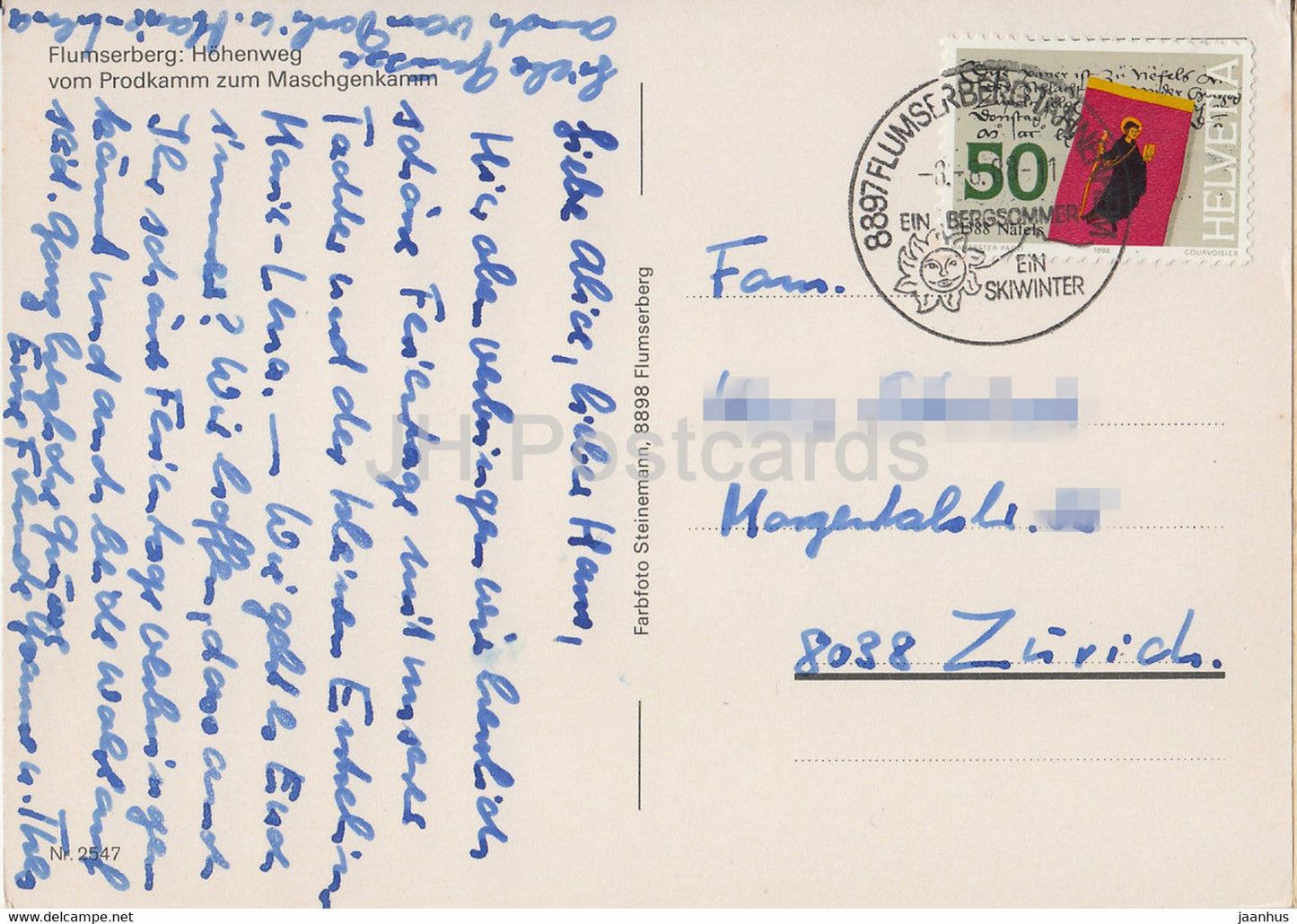 Flumserberg Hohenweg 2000 m - Prodkamm - Maschgenkamm - 2547 - 1988 - Schweiz - gebraucht