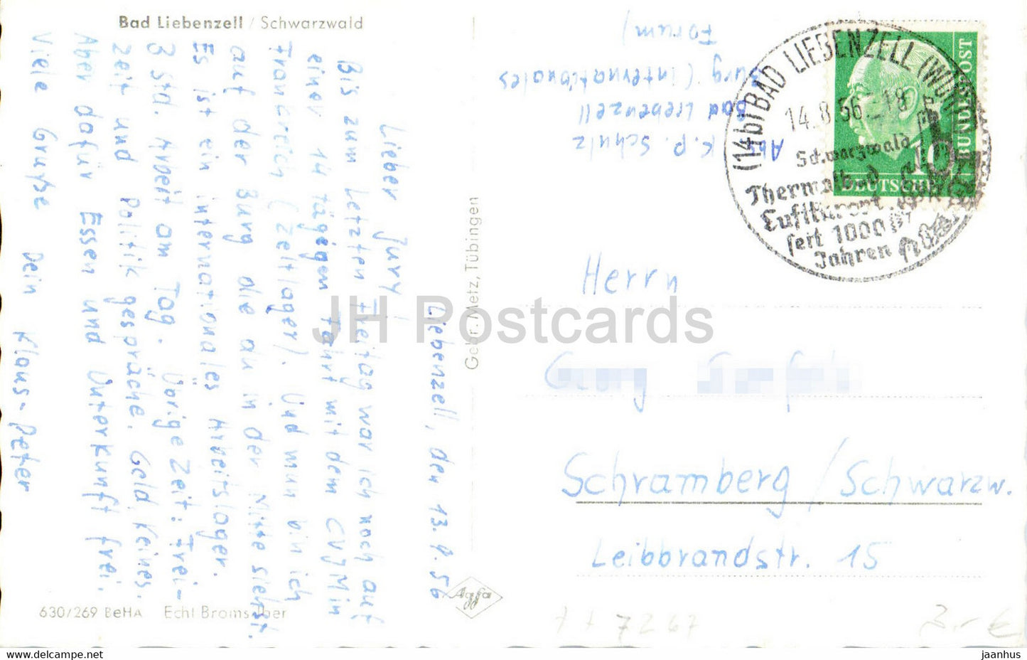 Bad Liebenzell - Schwarzwald - alte Postkarte - 1956 - Deutschland - gebraucht