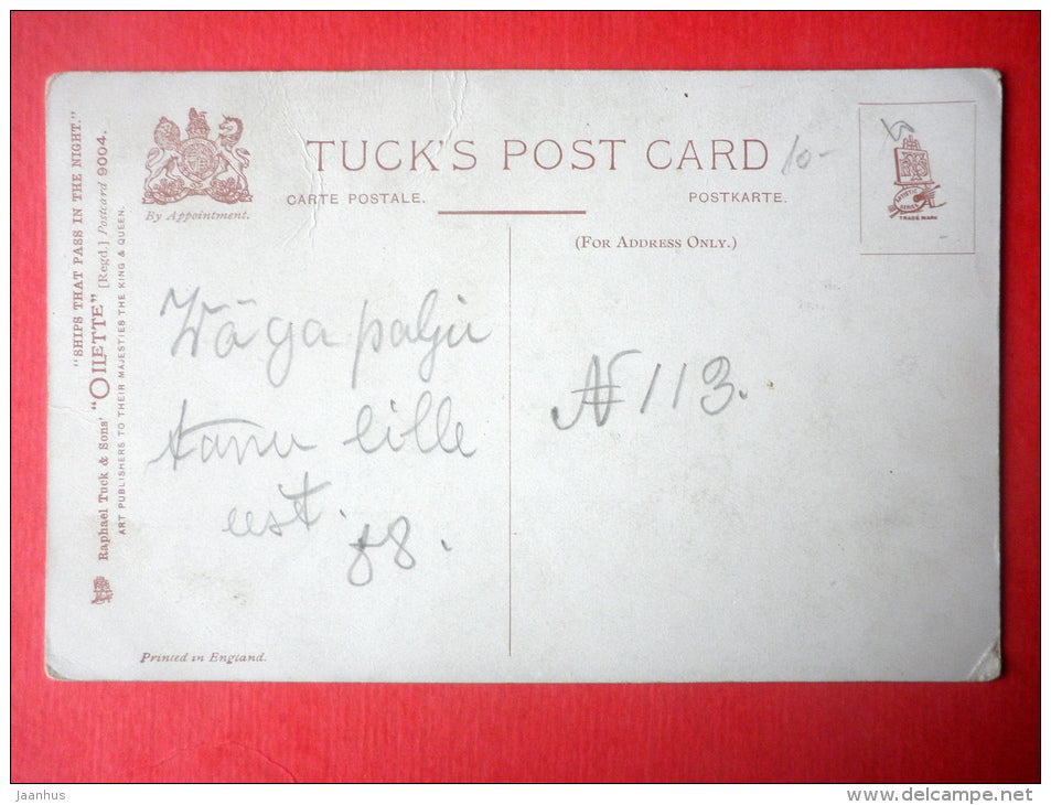 illustration - Rocket Apparatus - The Ships that Pass in the Night - signed - Raphael Tuck & Sons - 9004 - used - JH Postcards