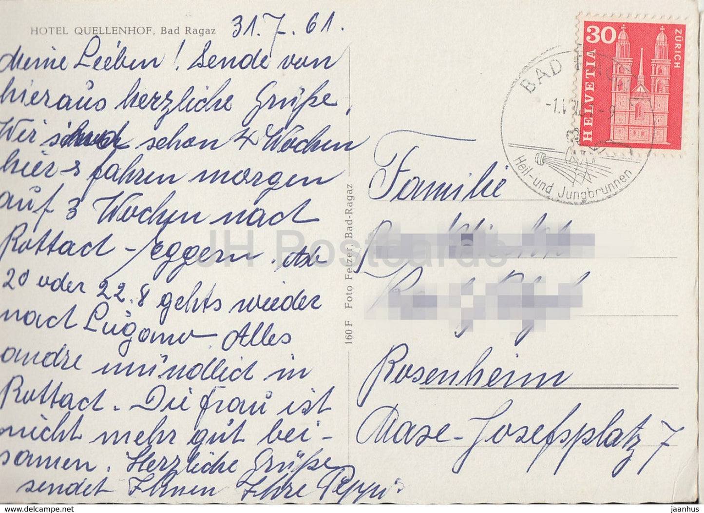 hotel Quellenhof - Bad Ragaz - 1961 - Switzerland - used