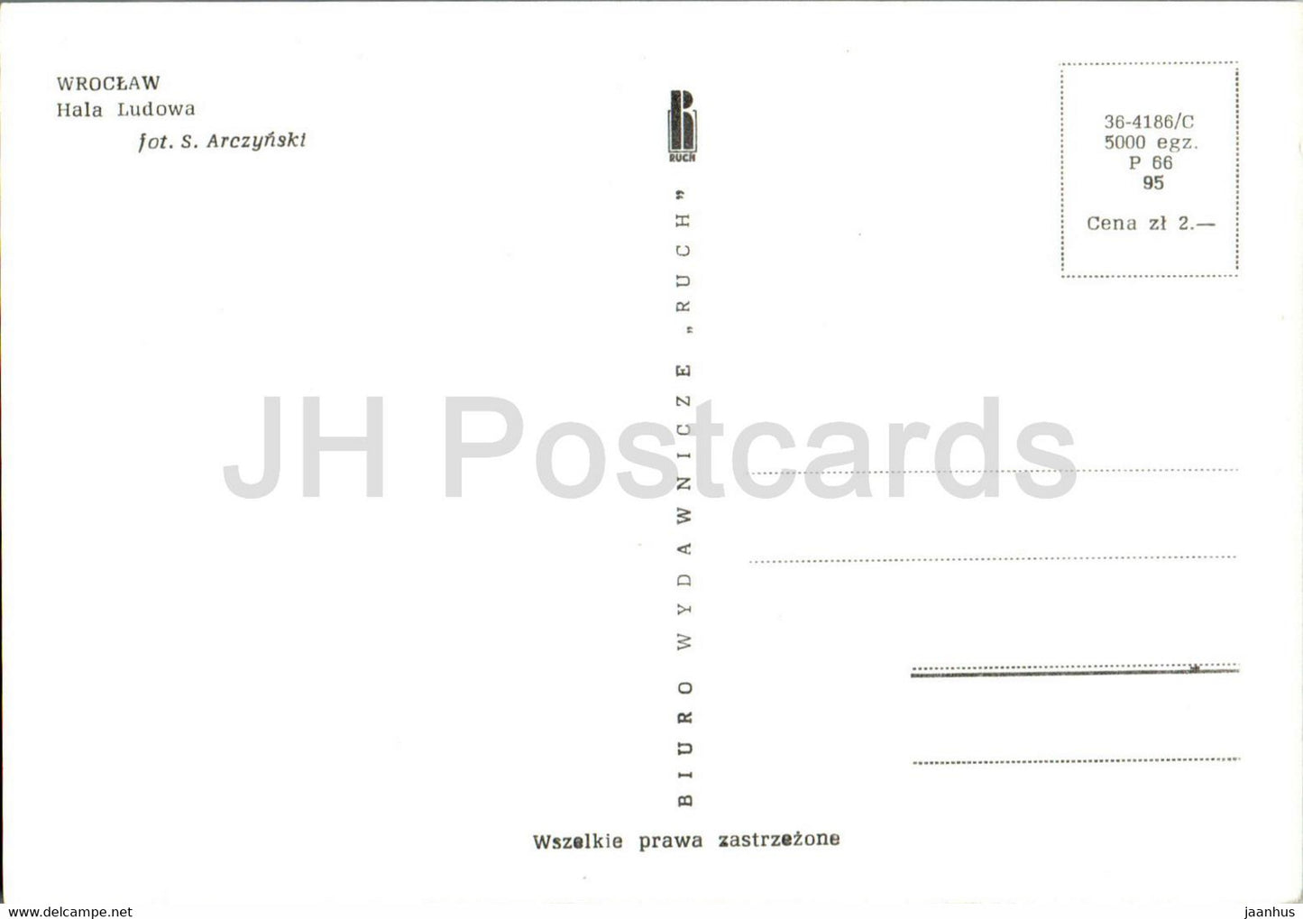 Wroclaw - Hala Ludowa - People's Hall - 36-4186 - Poland - unused