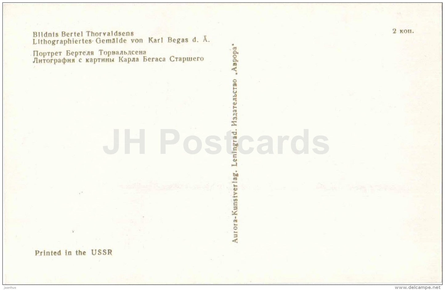 painting by Karl Begas - Portrait of Bertel Thorvaldsen - danish art - unused - JH Postcards