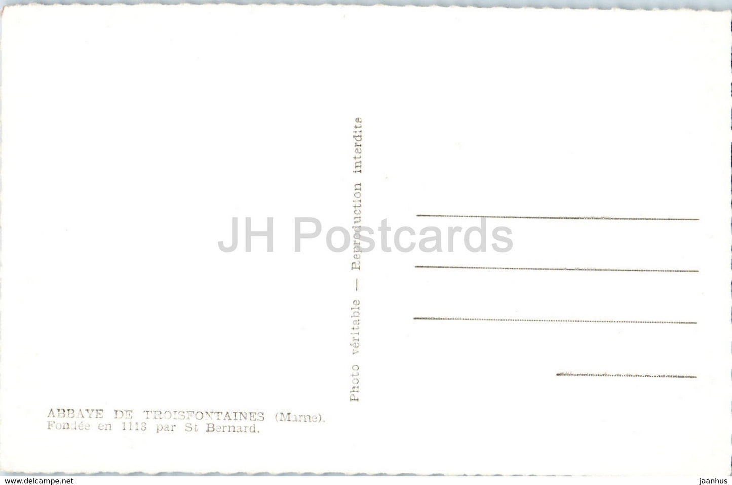 Abbaye de Troisfontaines - 1118 - carte postale ancienne - France - inutilisée