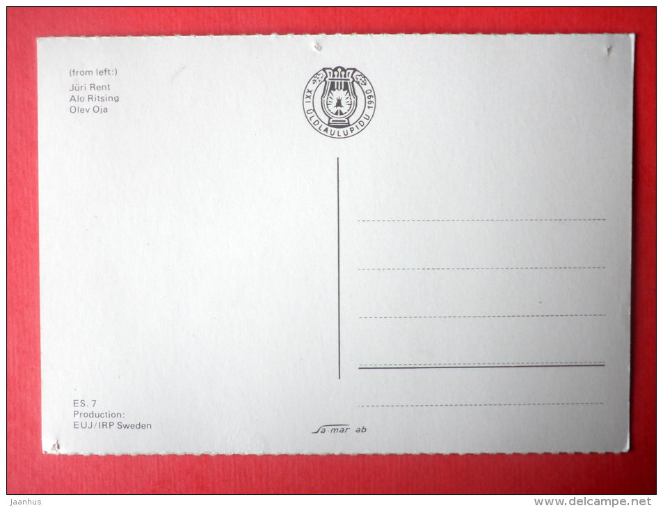 Jüri Rent - Alo Ritsing - Olev Oja - conductor - XXI Estonian Song Festival 1990 - üldlaulupidu - unused - JH Postcards