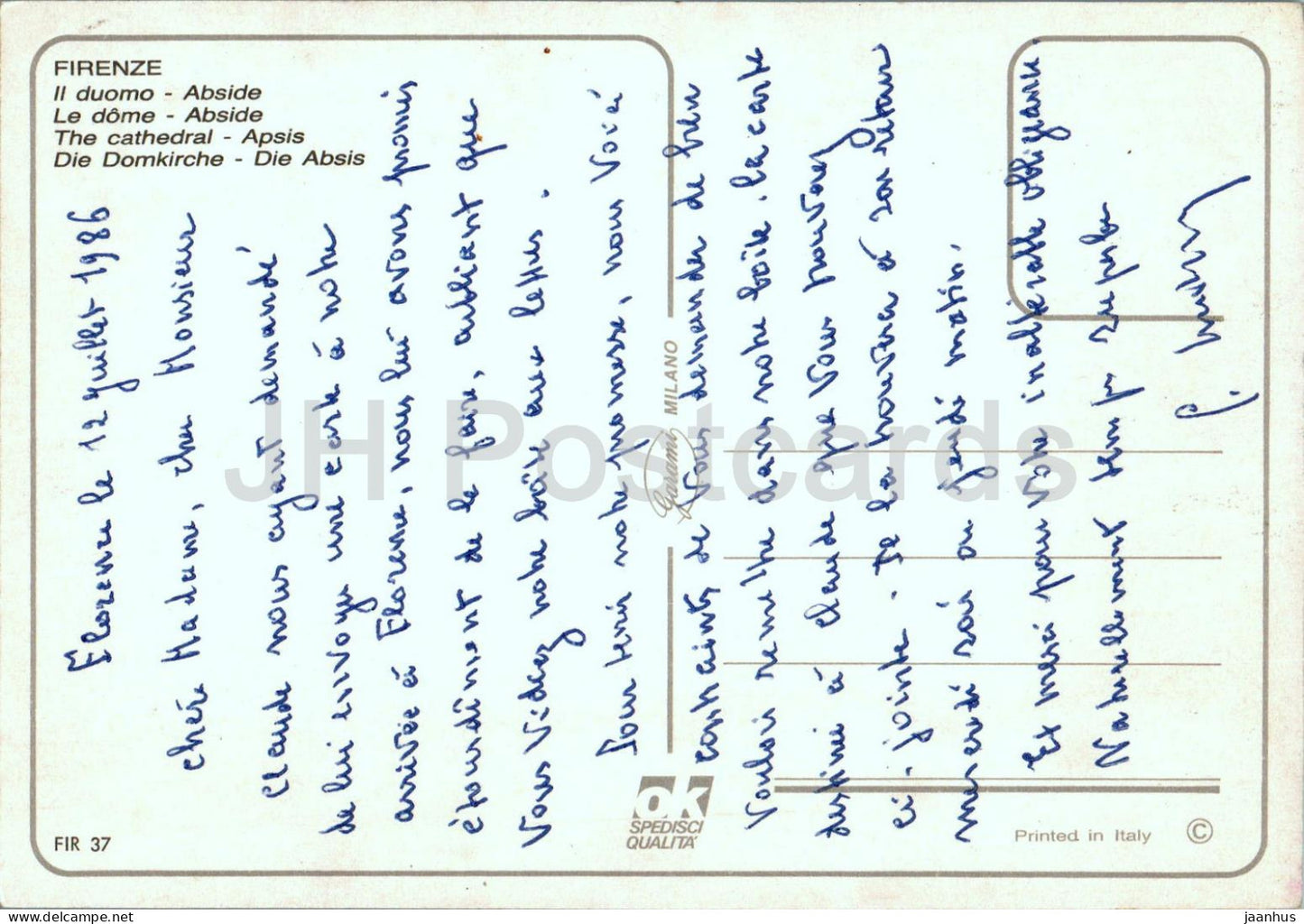 Firenze - Il Duomo - Abside - The Cathedral - Apsis - FIR 37 - 1986 - Italy - used